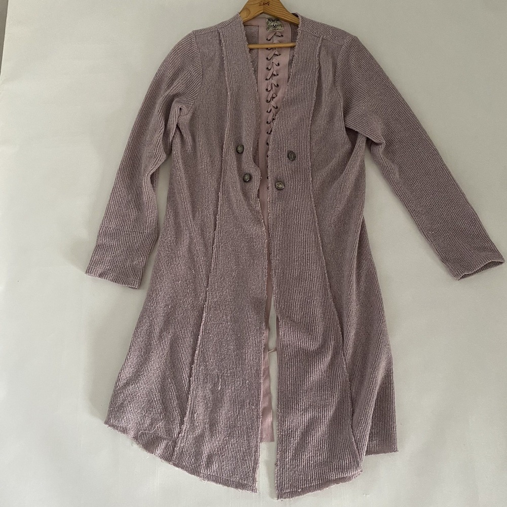 Vocal Cardigan XL Boho Hippie Duster Knit Sweater Lace‎ Open Front Western Mauve